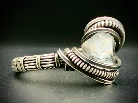 CELESTITE WIRE WRAP RING - SIZE 12