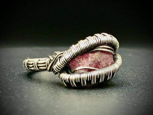 PINK TOURMALINE WIRE WRAP RING - SIZE 7