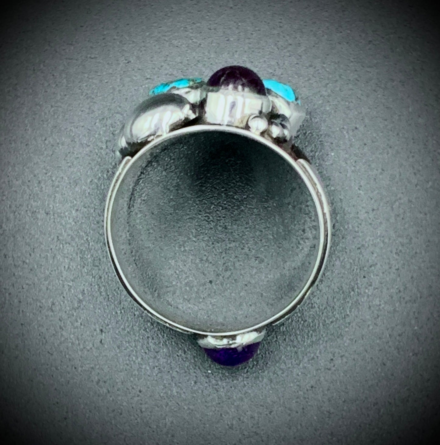 TURQUOISE & AMETHYST POWER RING - SIZE 8