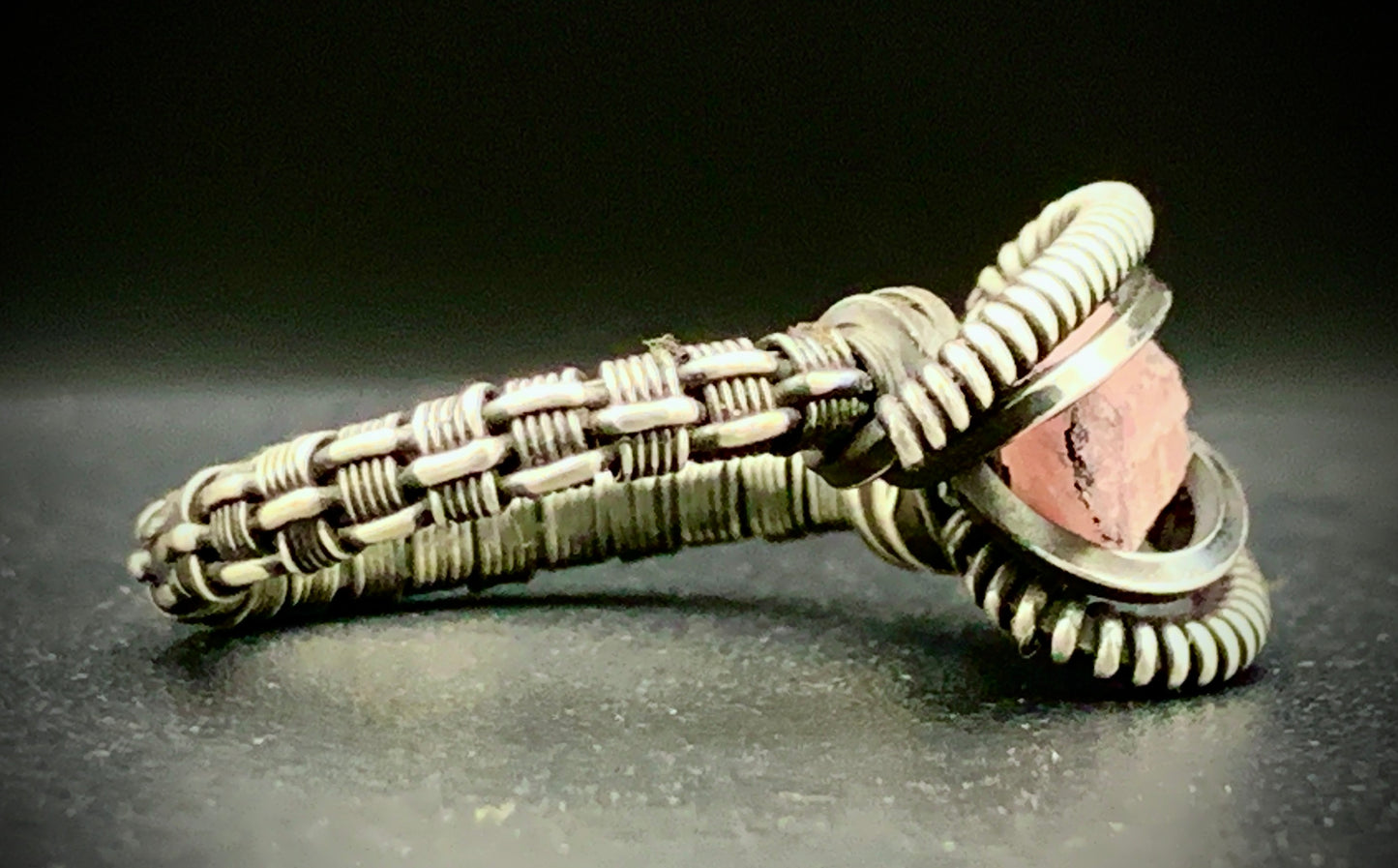 PINK TOURMALINE WIRE WRAP RING - SIZE 6.5