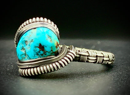 TURQUOISE WIRE WRAP RING - SIZE 9