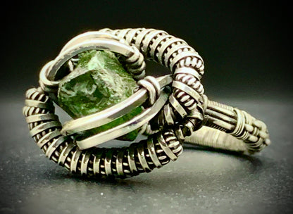 PERIDOT WIRE WRAP RING - SIZE 8