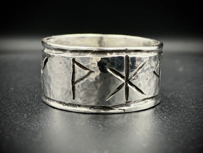 HAMMERED VIKING RUNE RING - SIZE 9.5