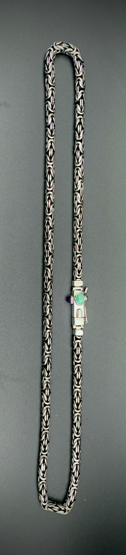 TURQUOISE & AMETHYST BYZANTINE CHAIN NECKLACE 6MM CUSTOM SIZES!
