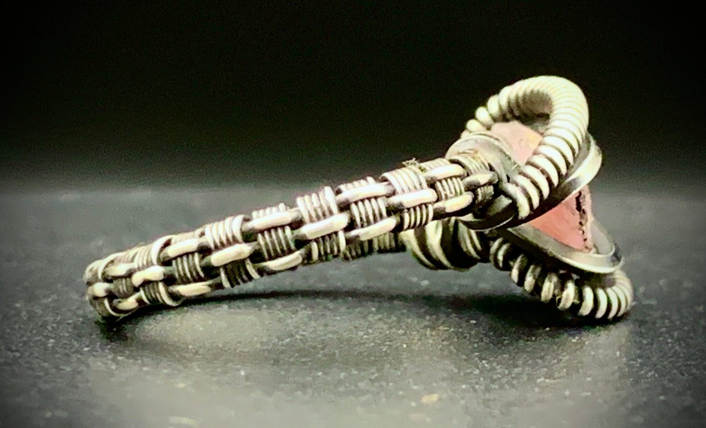 PINK TOURMALINE WIRE WRAP RING - SIZE 6.5
