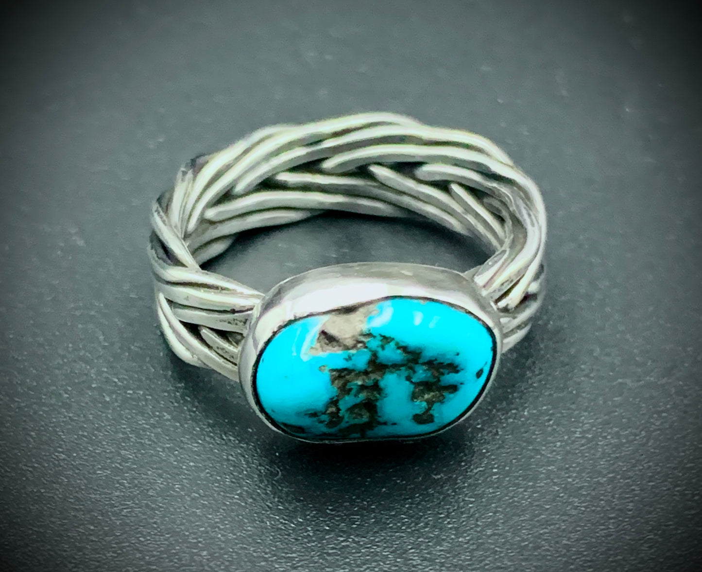 TURQUIOSE WOVEN BAND RING - SIZE 9