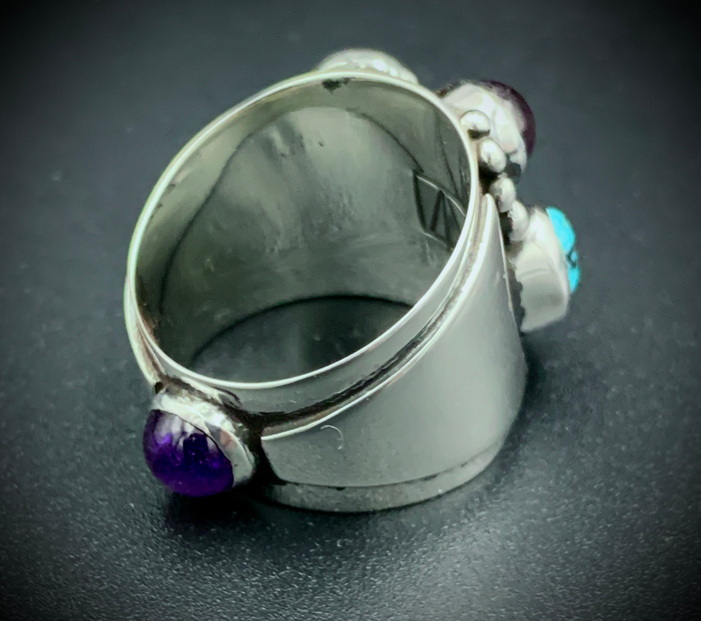 TURQUOISE & AMETHYST POWER RING - SIZE 8