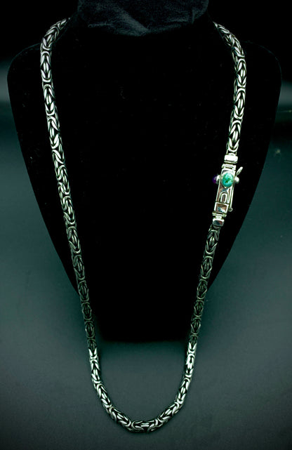 TURQUOISE & AMETHYST BYZANTINE CHAIN NECKLACE 6MM CUSTOM SIZES!