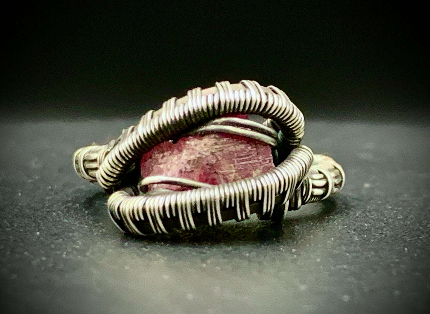 PINK TOURMALINE WIRE WRAP RING - SIZE 7