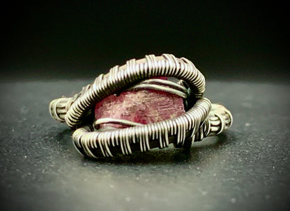 PINK TOURMALINE WIRE WRAP RING - SIZE 7