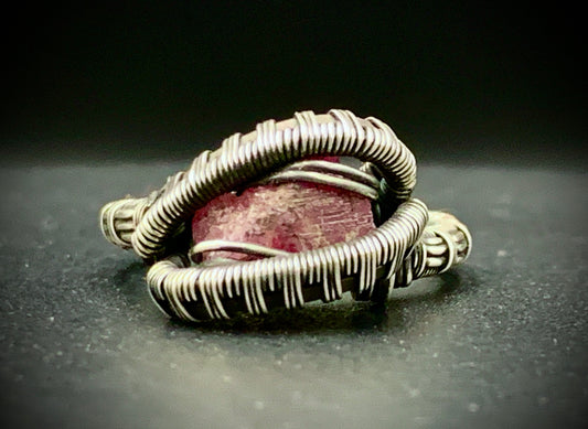 PINK TOURMALINE WIRE WRAP RING - SIZE 7