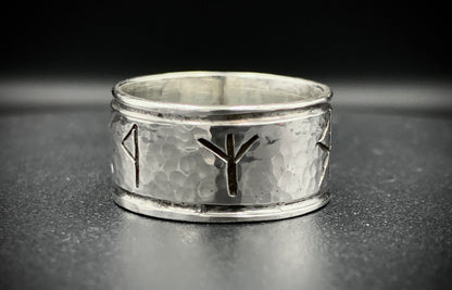 HAMMERED VIKING RUNE RING - SIZE 9.5