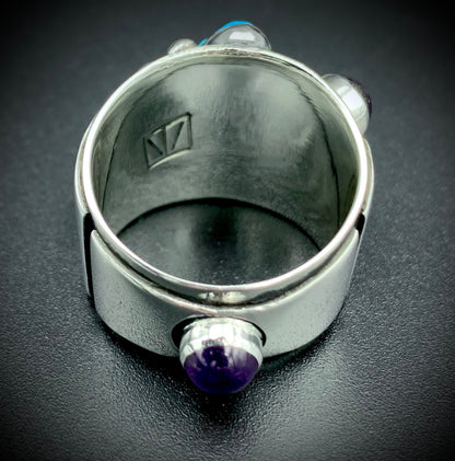 TURQUOISE & AMETHYST POWER RING - SIZE 11