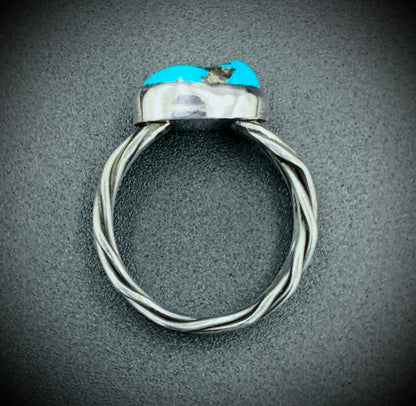 TURQUIOSE WOVEN BAND RING - SIZE 9