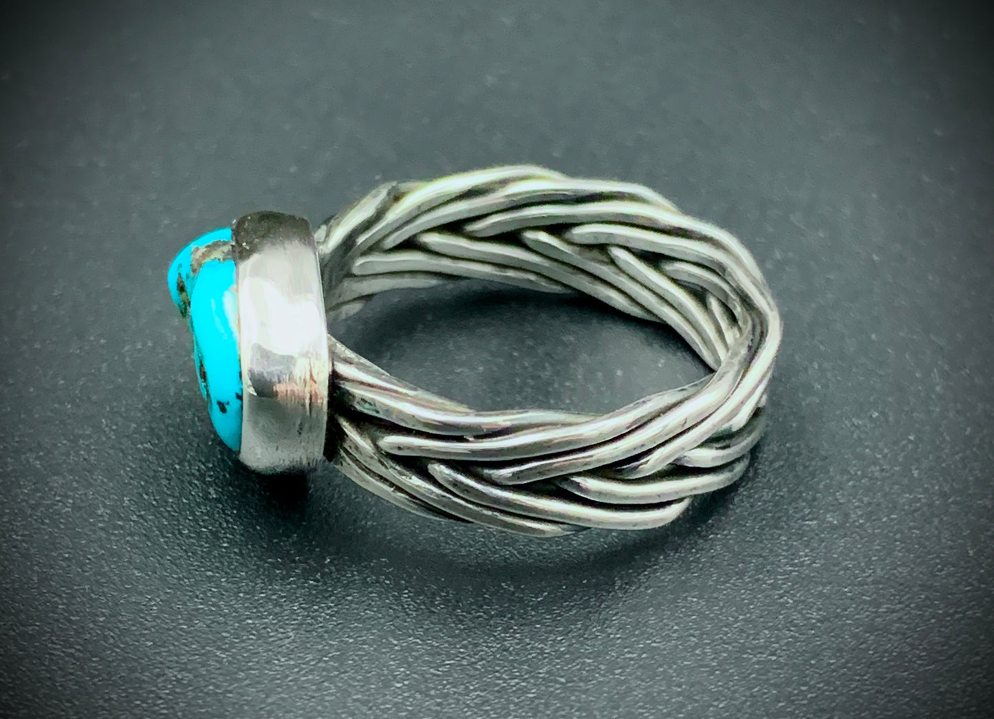TURQUIOSE WOVEN BAND RING - SIZE 9
