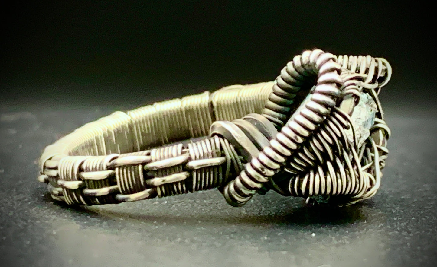 AQUAMARINE WIRE WRAP RING - SIZE 8