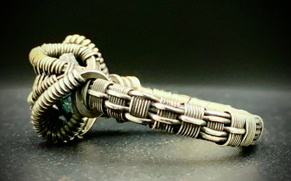 AQUAMARINE WIRE WRAP RING - SIZE 8