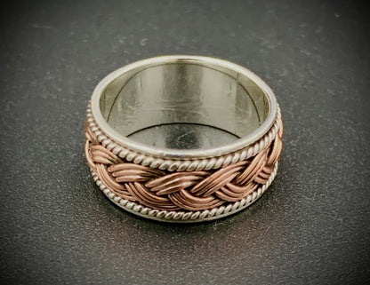 ANCIENT EYE WOVEN SILVER & COPPER RING - CUSTOM SIZES!