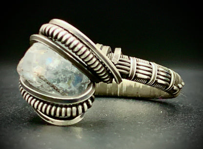 CELESTITE WIRE WRAP RING - SIZE 12
