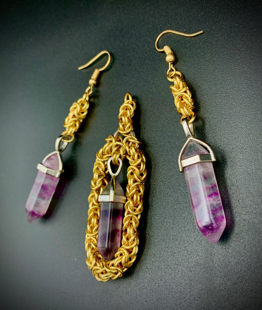 BYZANTINE QUEEN EARRINGS & PENDANT SET