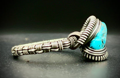 TURQUOISE WIRE WRAP RING - SIZE 9
