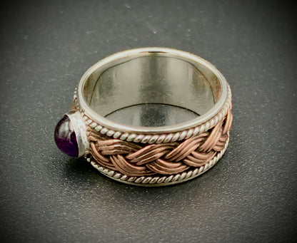 ANCIENT EYE WOVEN SILVER & COPPER RING - CUSTOM SIZES!