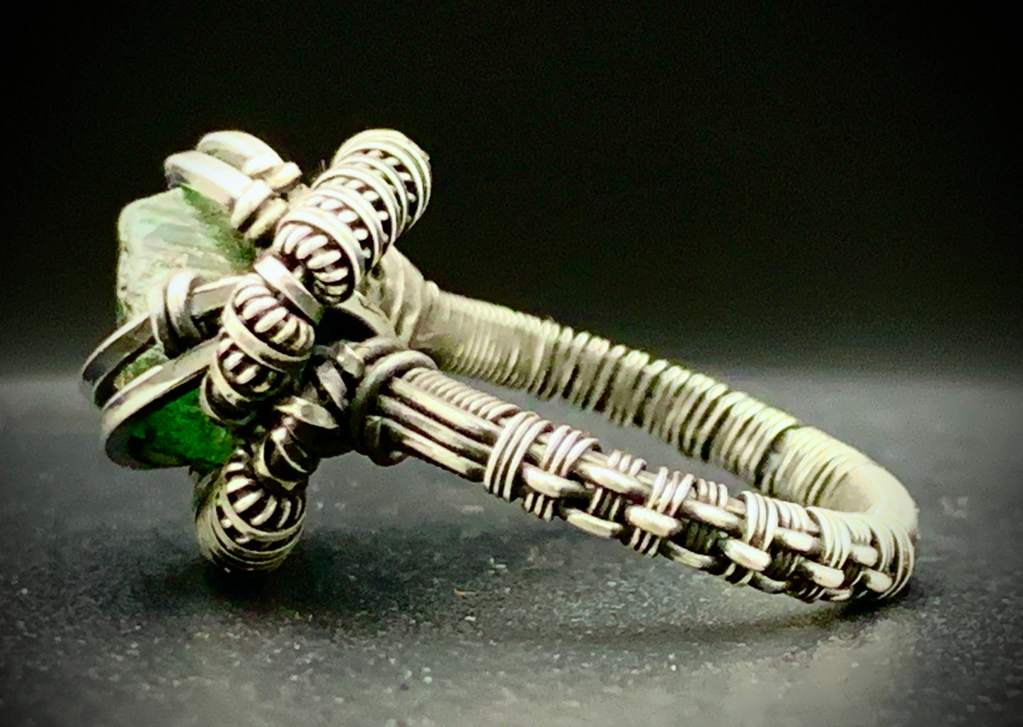 PERIDOT WIRE WRAP RING - SIZE 8