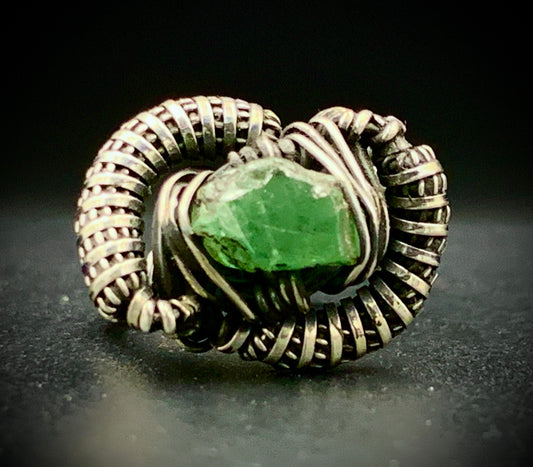 PERIDOT WIRE WRAP RING - SIZE 7