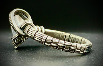 CELESTITE WIRE WRAP RING - SIZE 12