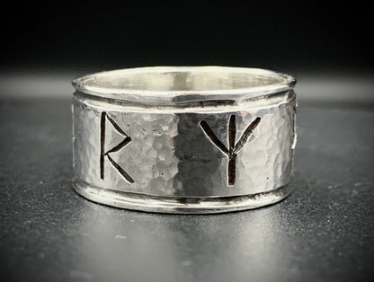 HAMMERED VIKING RUNE RING - SIZE 9.5