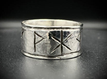 HAMMERED VIKING RUNE RING - SIZE 9.5