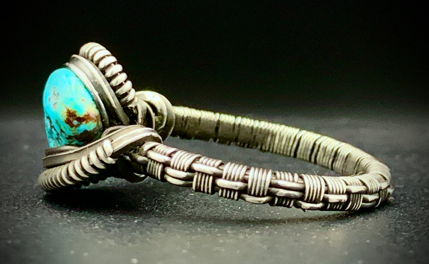 TURQUOISE WIRE WRAP RING - SIZE 9