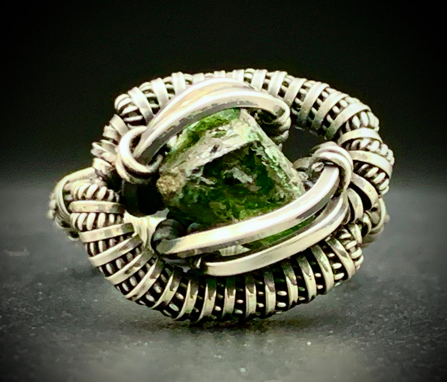 PERIDOT WIRE WRAP RING - SIZE 8
