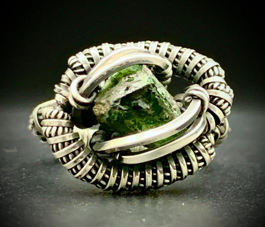 PERIDOT WIRE WRAP RING - SIZE 8