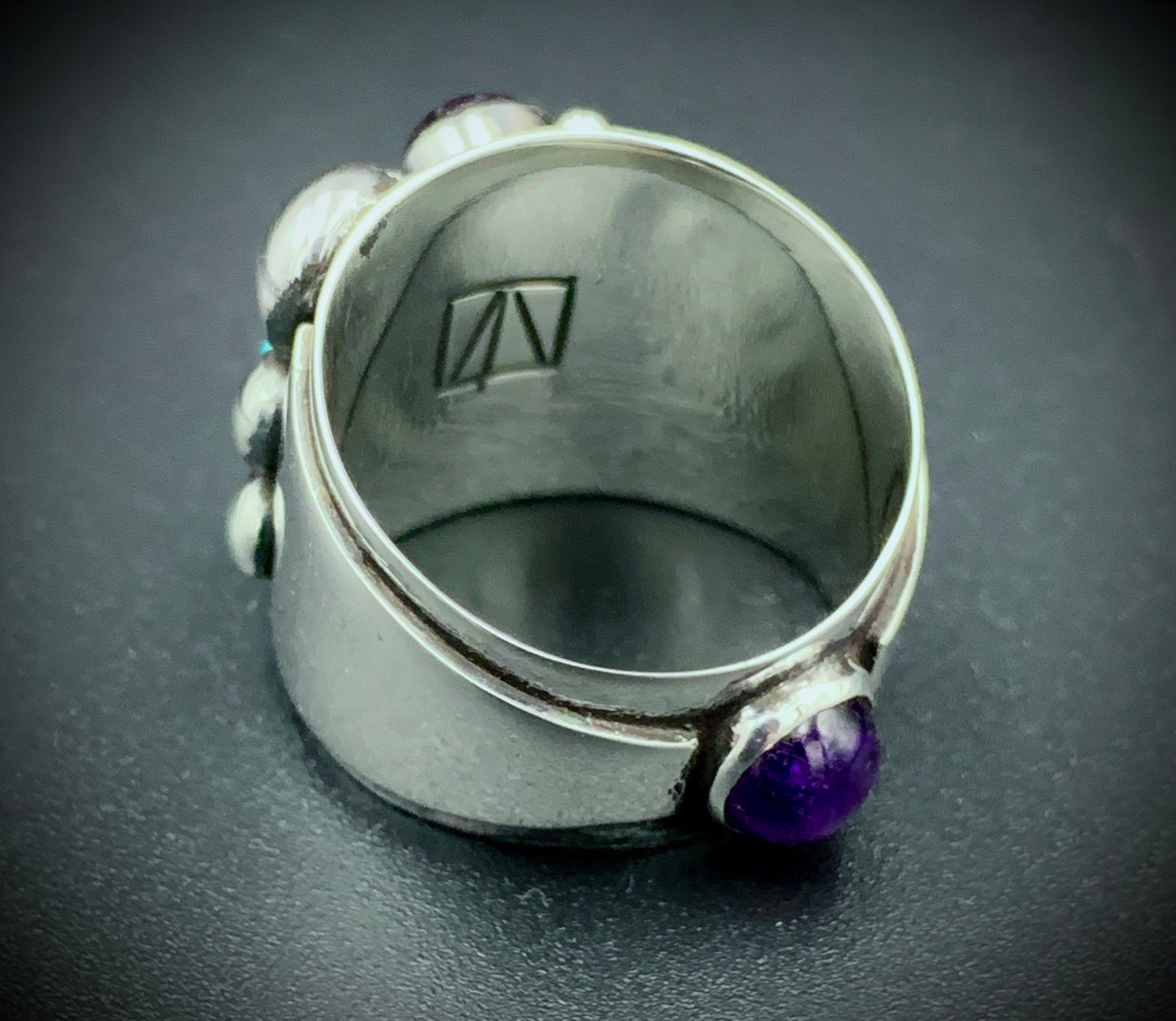 TURQUOISE & AMETHYST POWER RING - SIZE 8