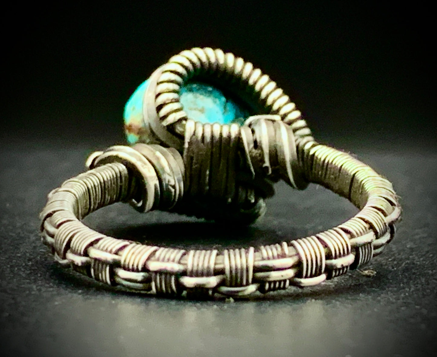 TURQUOISE WIRE WRAP RING - SIZE 9