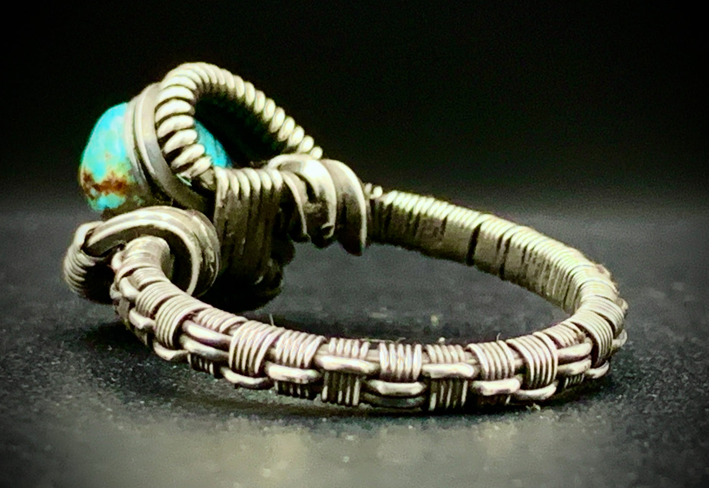 TURQUOISE WIRE WRAP RING - SIZE 9