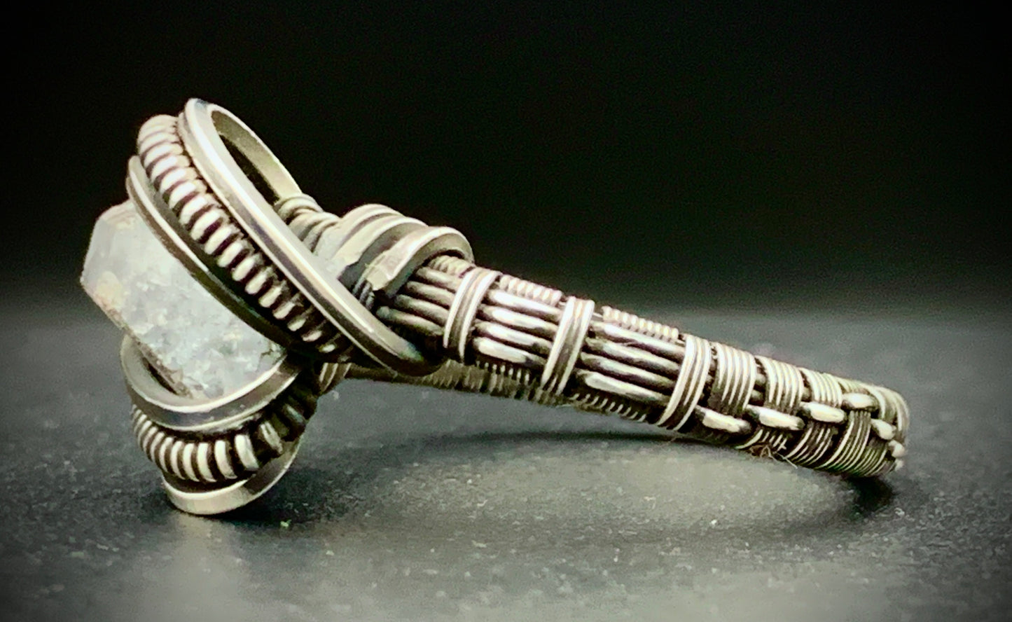 CELESTITE WIRE WRAP RING - SIZE 12