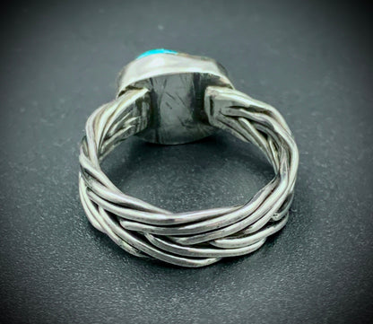 TURQUIOSE WOVEN BAND RING - SIZE 9