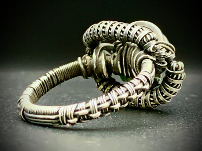 PERIDOT WIRE WRAP RING - SIZE 8