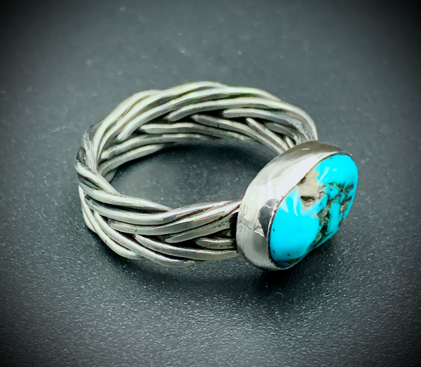 TURQUIOSE WOVEN BAND RING - SIZE 9