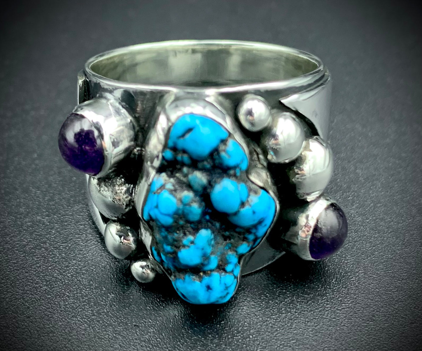 TURQUOISE & AMETHYST POWER RING - SIZE 11