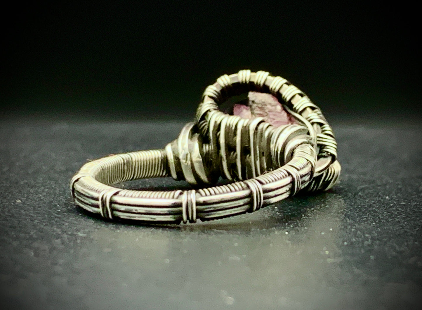 PINK TOURMALINE WIRE WRAP RING - SIZE 7