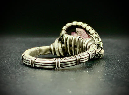 PINK TOURMALINE WIRE WRAP RING - SIZE 7