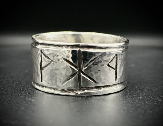 HAMMERED VIKING RUNE RING - SIZE 9.5
