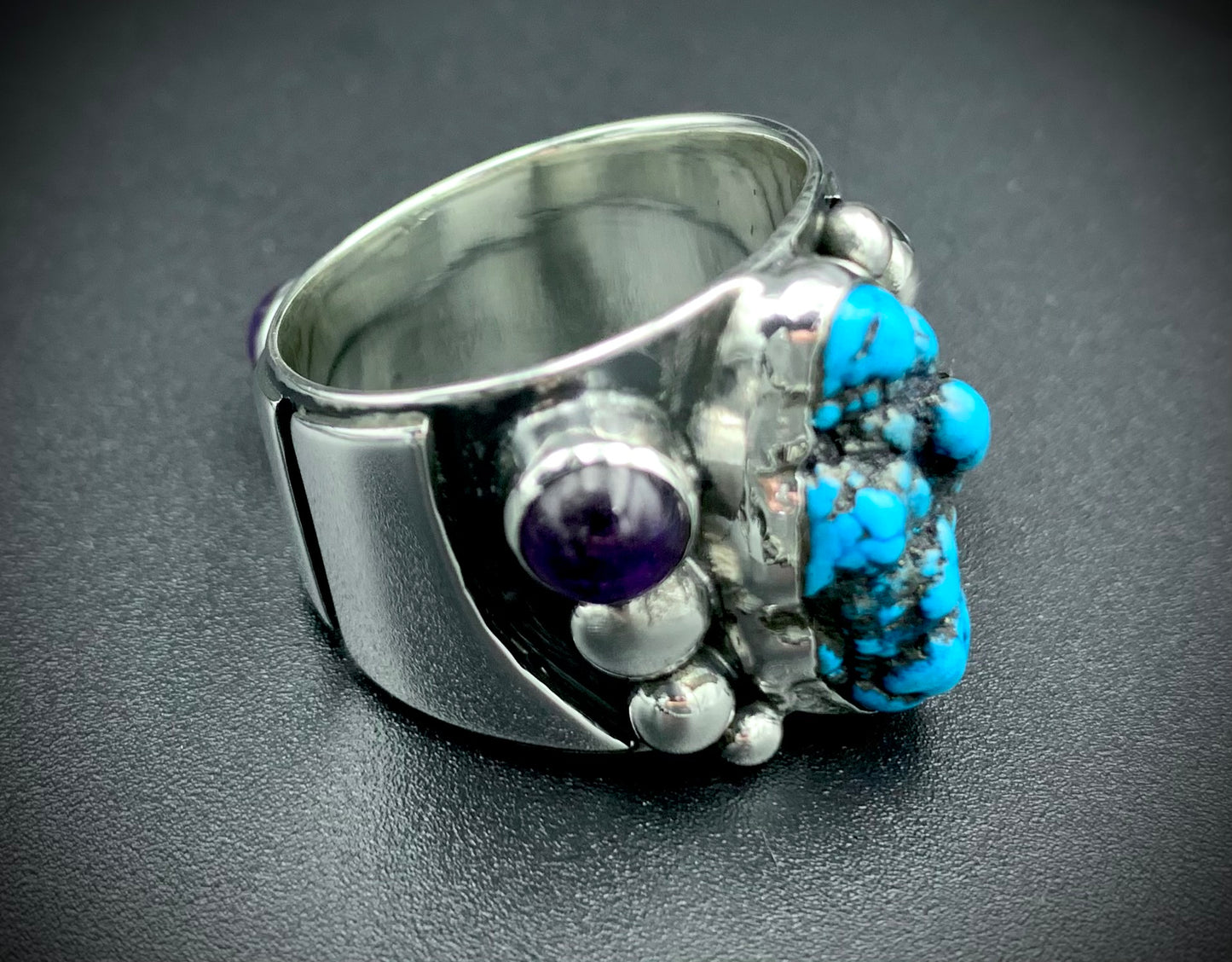 TURQUOISE & AMETHYST POWER RING - SIZE 11