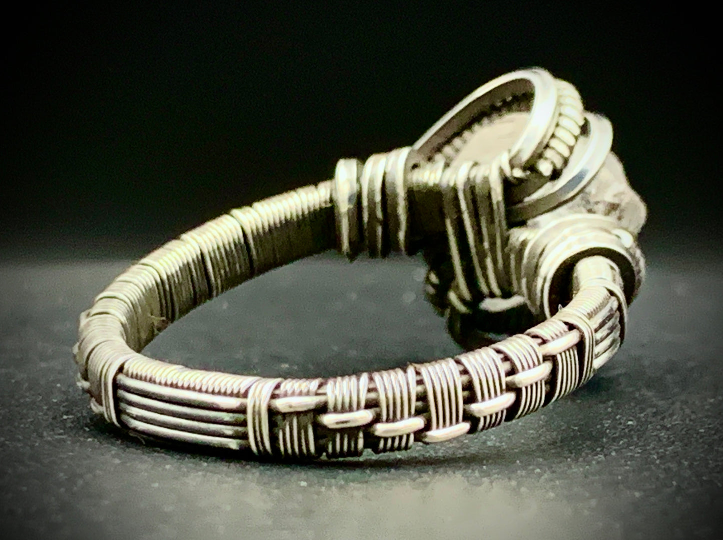 CELESTITE WIRE WRAP RING - SIZE 12