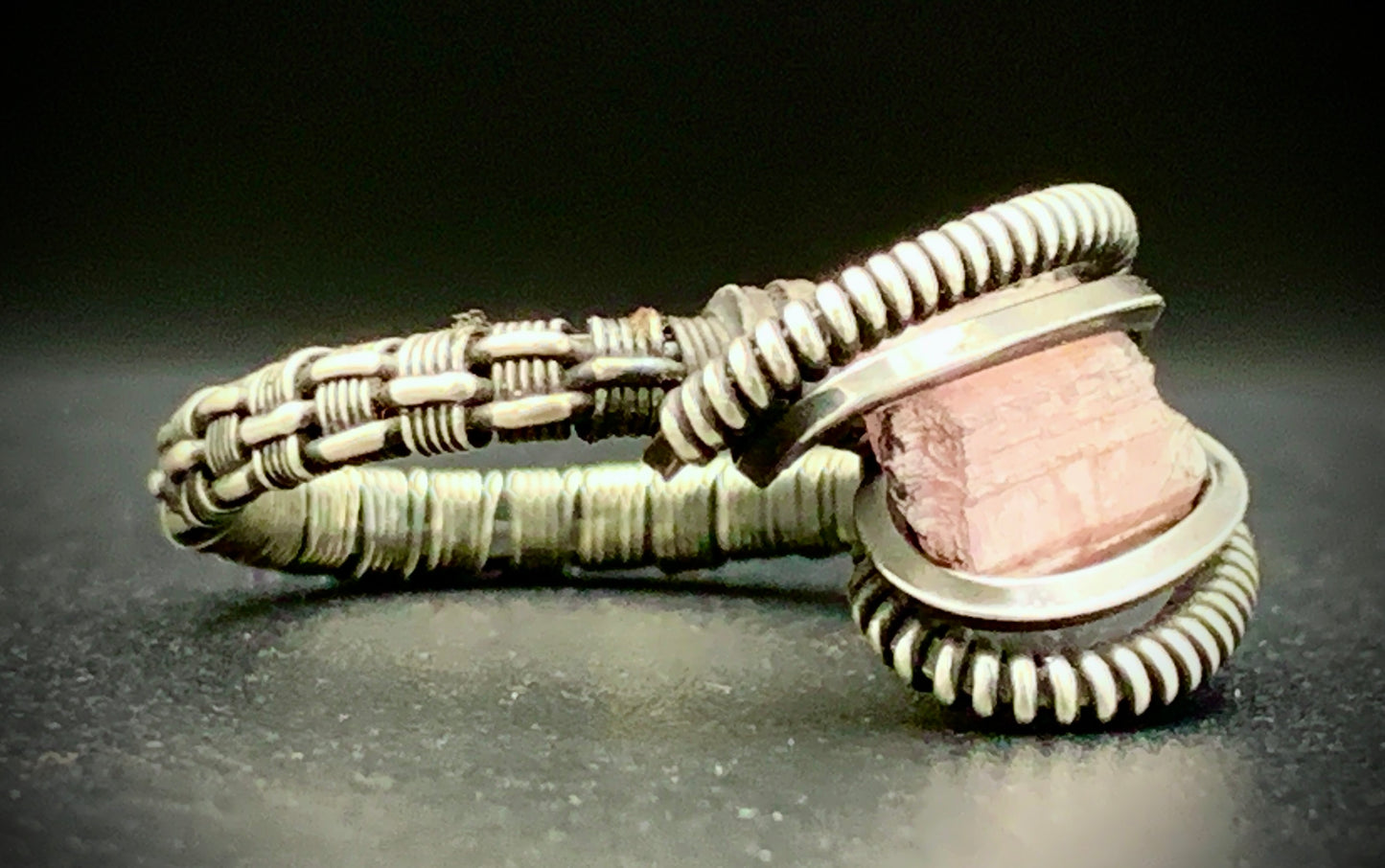 PINK TOURMALINE WIRE WRAP RING - SIZE 6.5