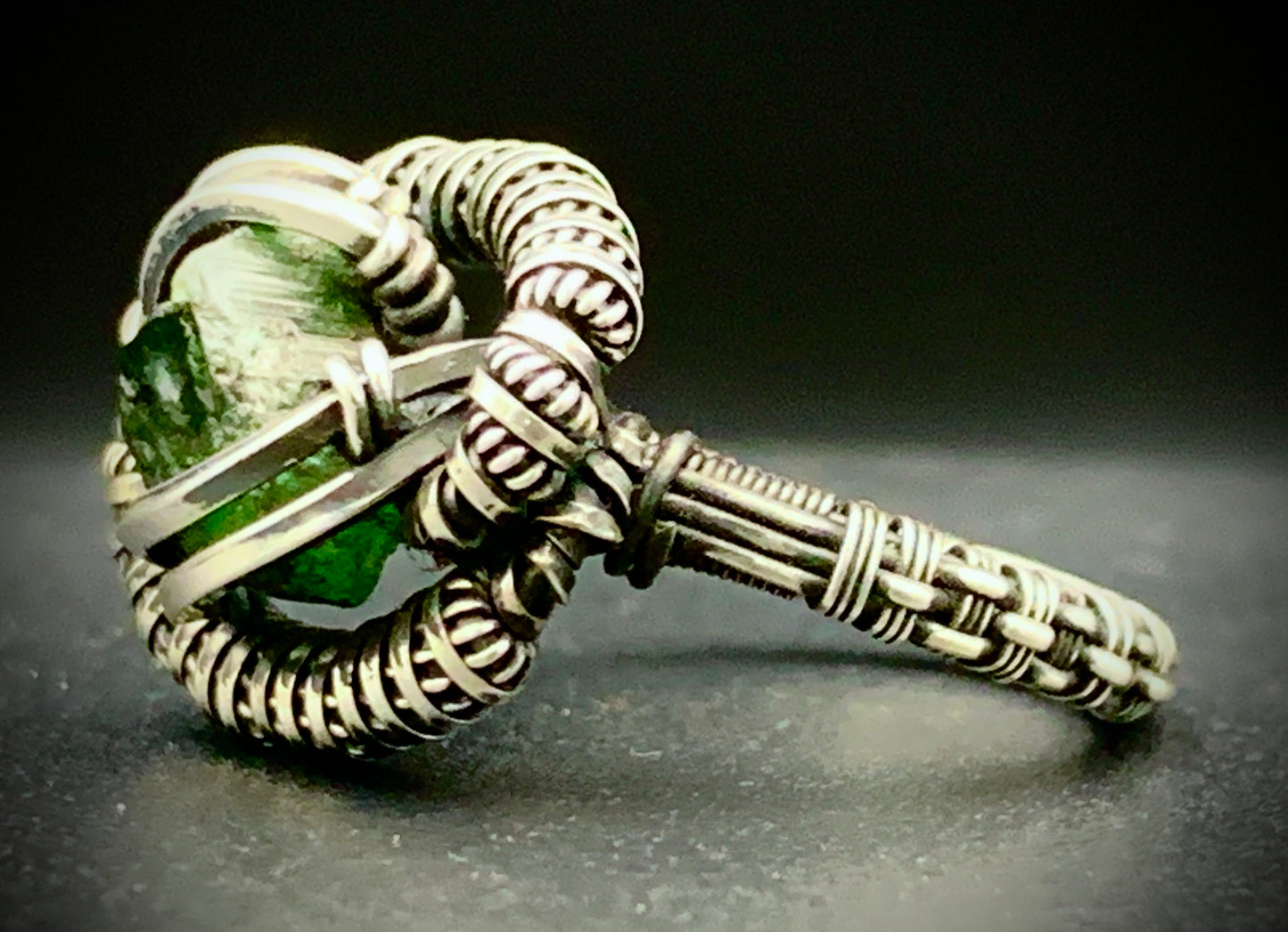 PERIDOT WIRE WRAP RING - SIZE 8