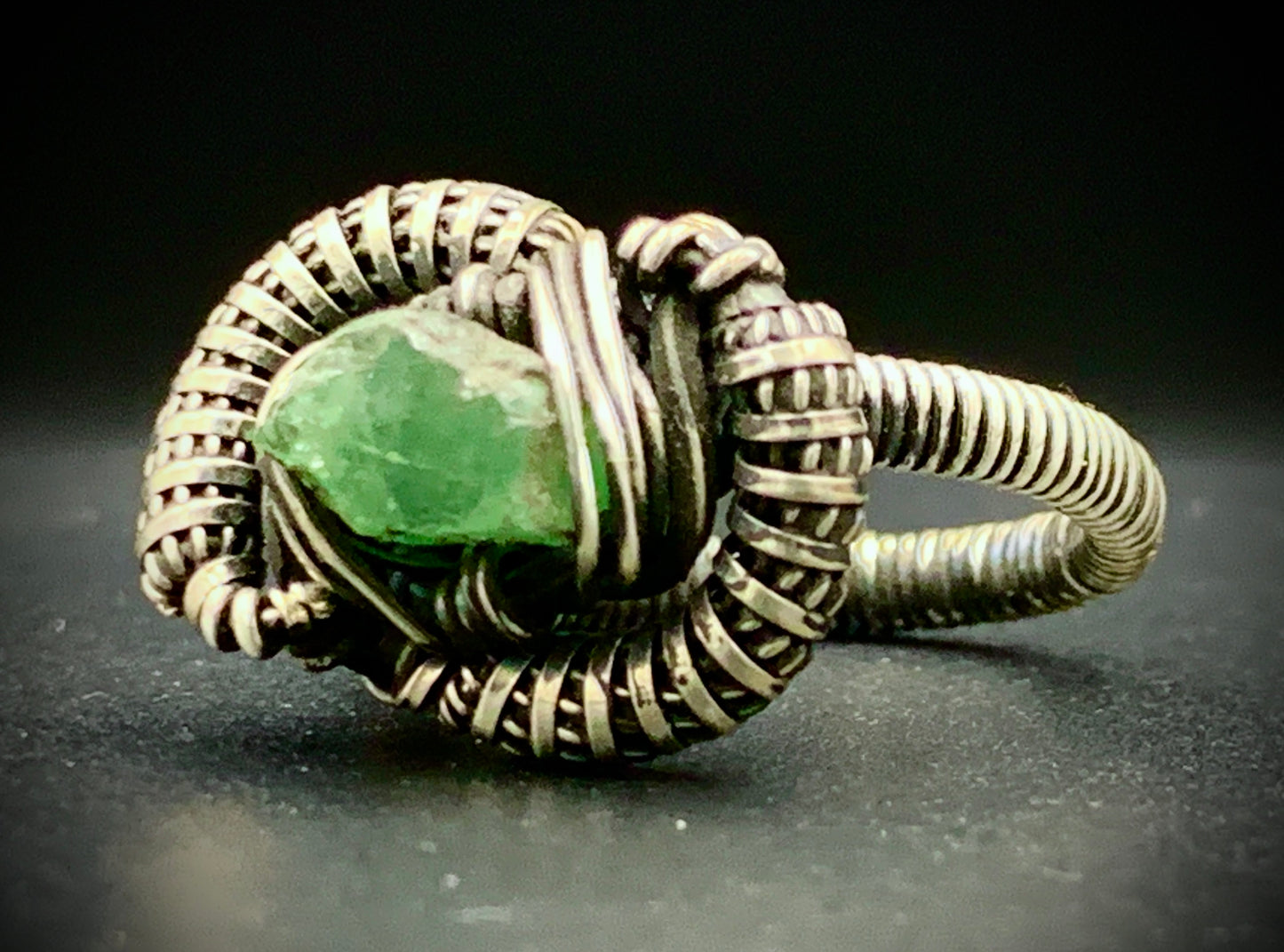 PERIDOT WIRE WRAP RING - SIZE 7